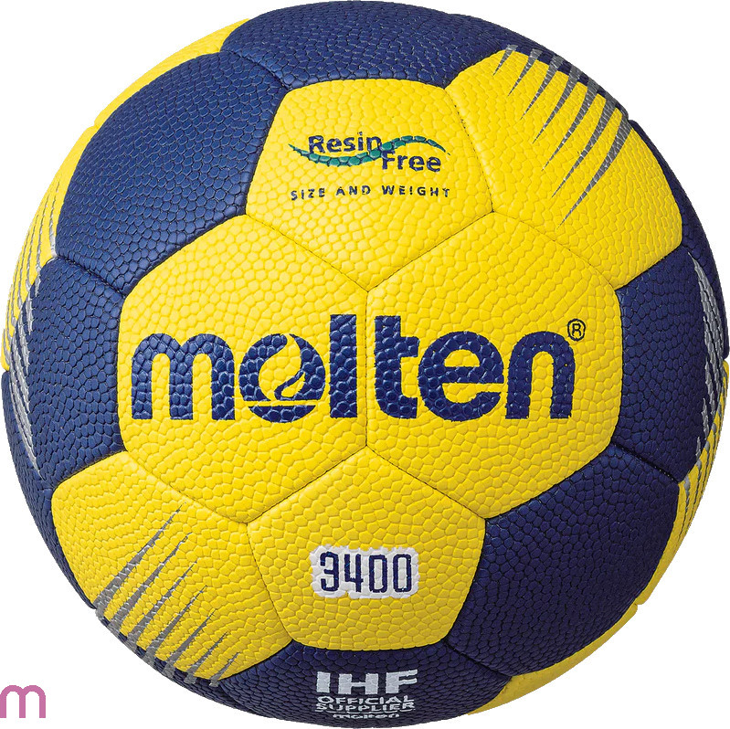 Handball Molten 3400, harzfreie Oberfläche, blau-gelbes Design, IHF zugelassen