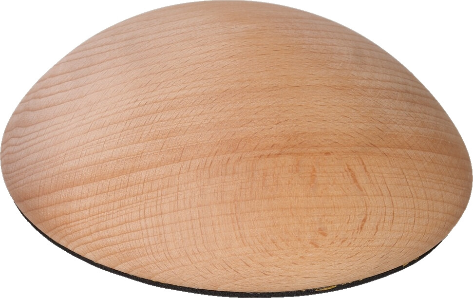 Halbkugelförmiges Holzstück mit glatter, unbehandelter Oberfläche