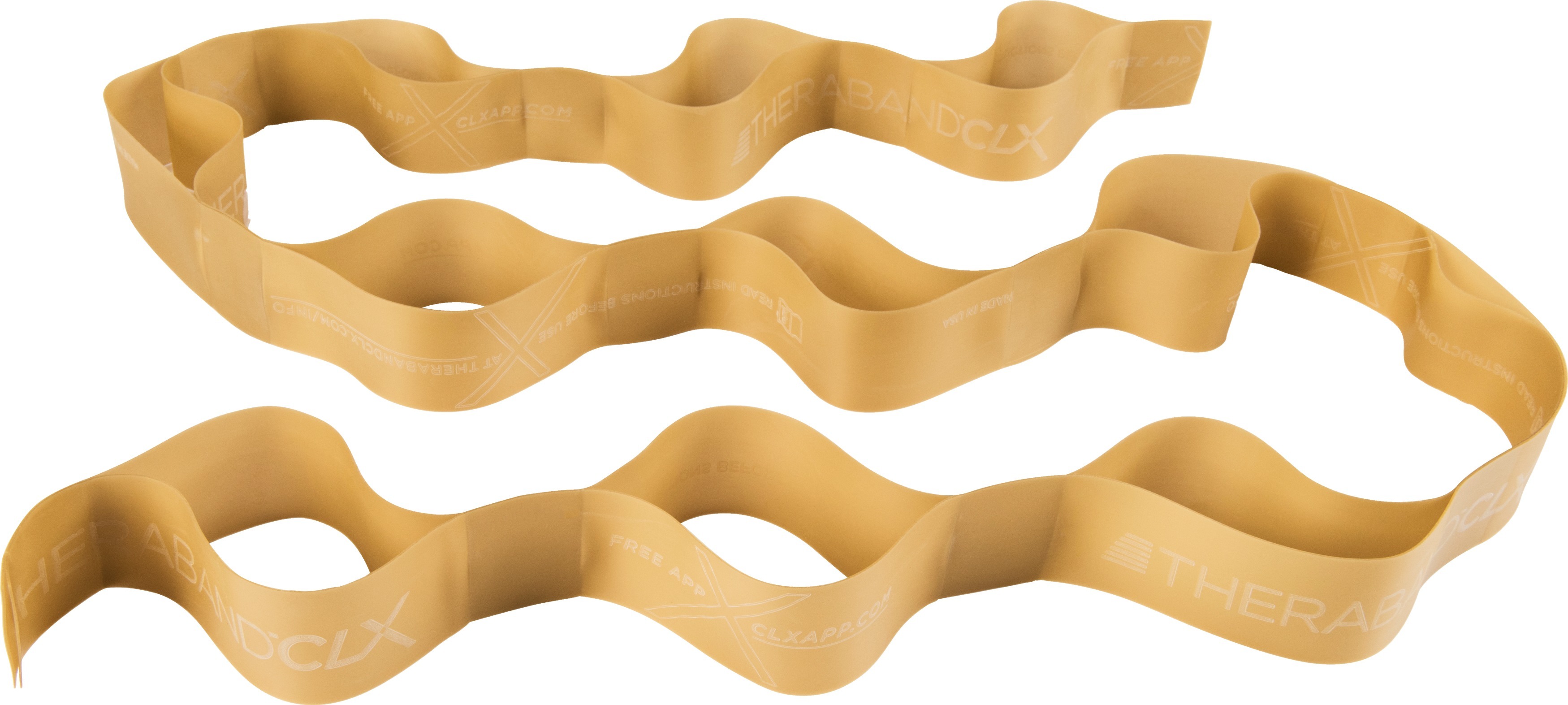 Gelbes TheraBand CLX Widerstandsband mit Schlaufen für Fitnessübungen