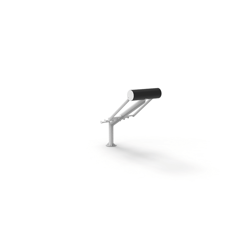 Ein modernes, minimalistisches Objekt in schwarz-weiß mit Zylinderform auf einem stabilen Standbein, geeignet für den Außenbereich.