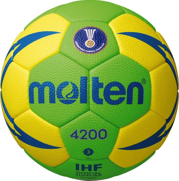 Grün-gelber Molten Handball H3X4200 mit IHF-Zulassung, offizielle Größe und Gewicht
