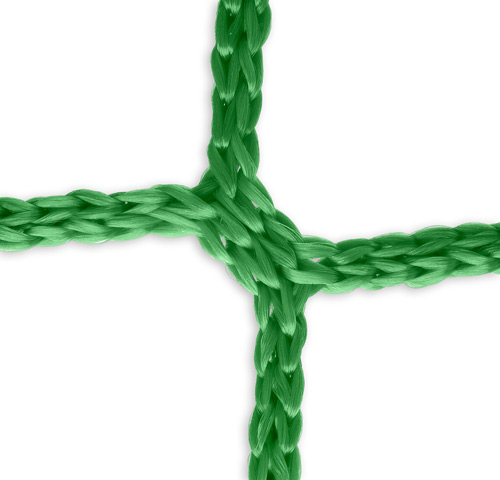 Primo piano di una corda verde annodata con un motivo a croce