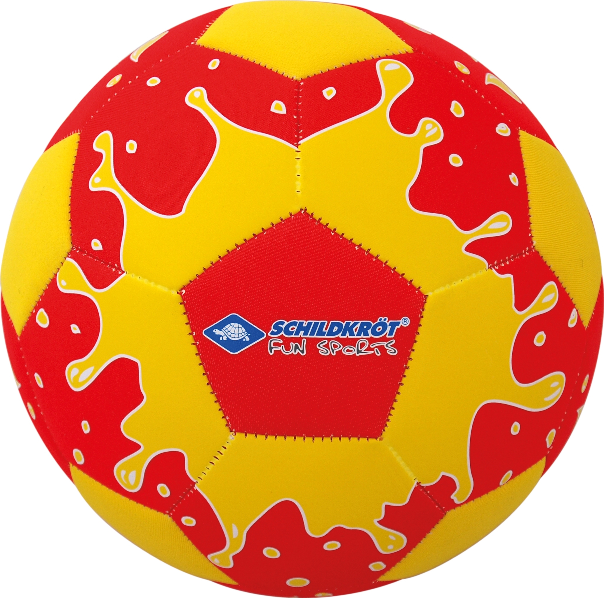Farbenfroher Neoprenball von Schildkröt Fun Sports in Rot und Gelb mit spritzigem Design