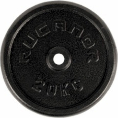Runde schwarze Hantelscheibe aus Gusseisen mit einem Gewicht von 20 kg, ideal für Krafttraining