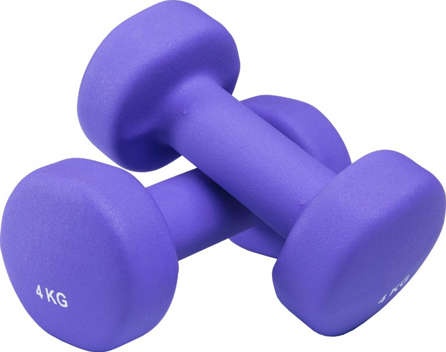 Zwei lila 4 kg Hanteln für Heimtraining und Muskelaufbau