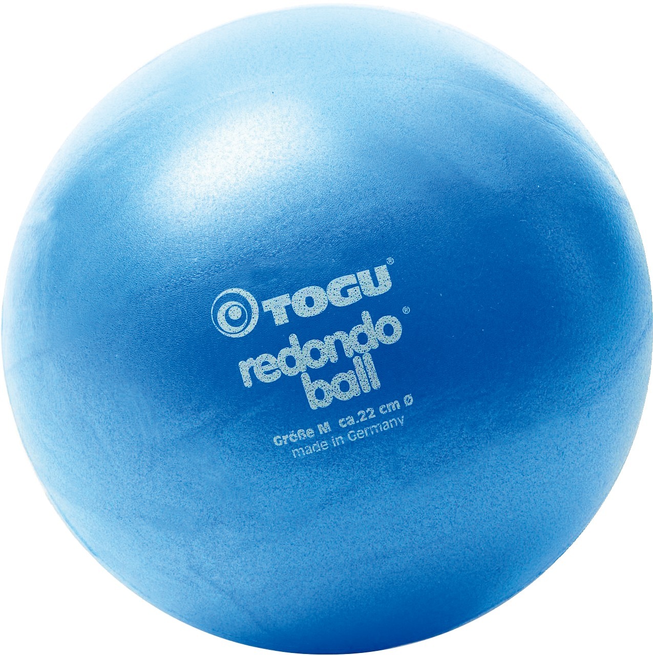 Blauer TOGU Redondo Ball mit 22 cm Durchmesser, ideal für Fitness- und Pilatesübungen.