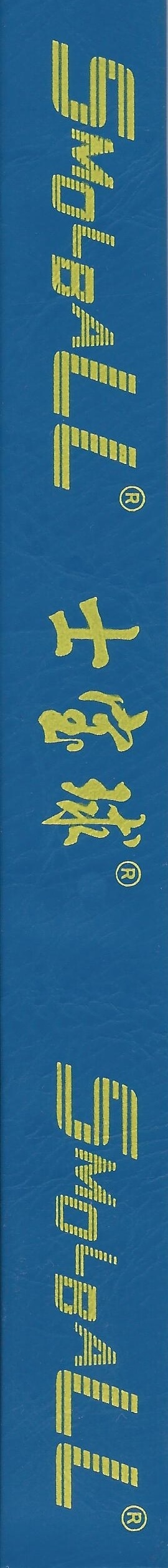 Ein blauer Lesezeichen mit gelber, vertikaler Schrift in asiatischem Stil.
