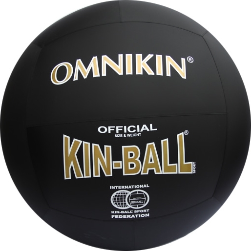 Schwarzer OMNIKIN Kin-Ball mit offiziellem Logo und Schriftzug