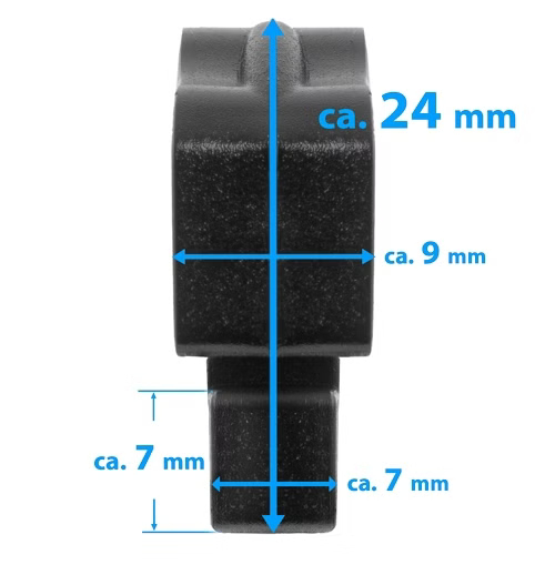 schwarz Profilteil mit Masse 24x9x7 mm