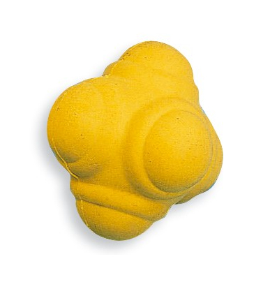 Prise d'escalade jaune de forme spéciale en matériau robuste, adaptée aux murs d'escalade intérieurs.