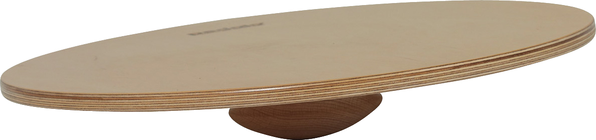 Balancierbrett aus Holz mit ovaler Deckplatte, ideal für Gleichgewichtstraining