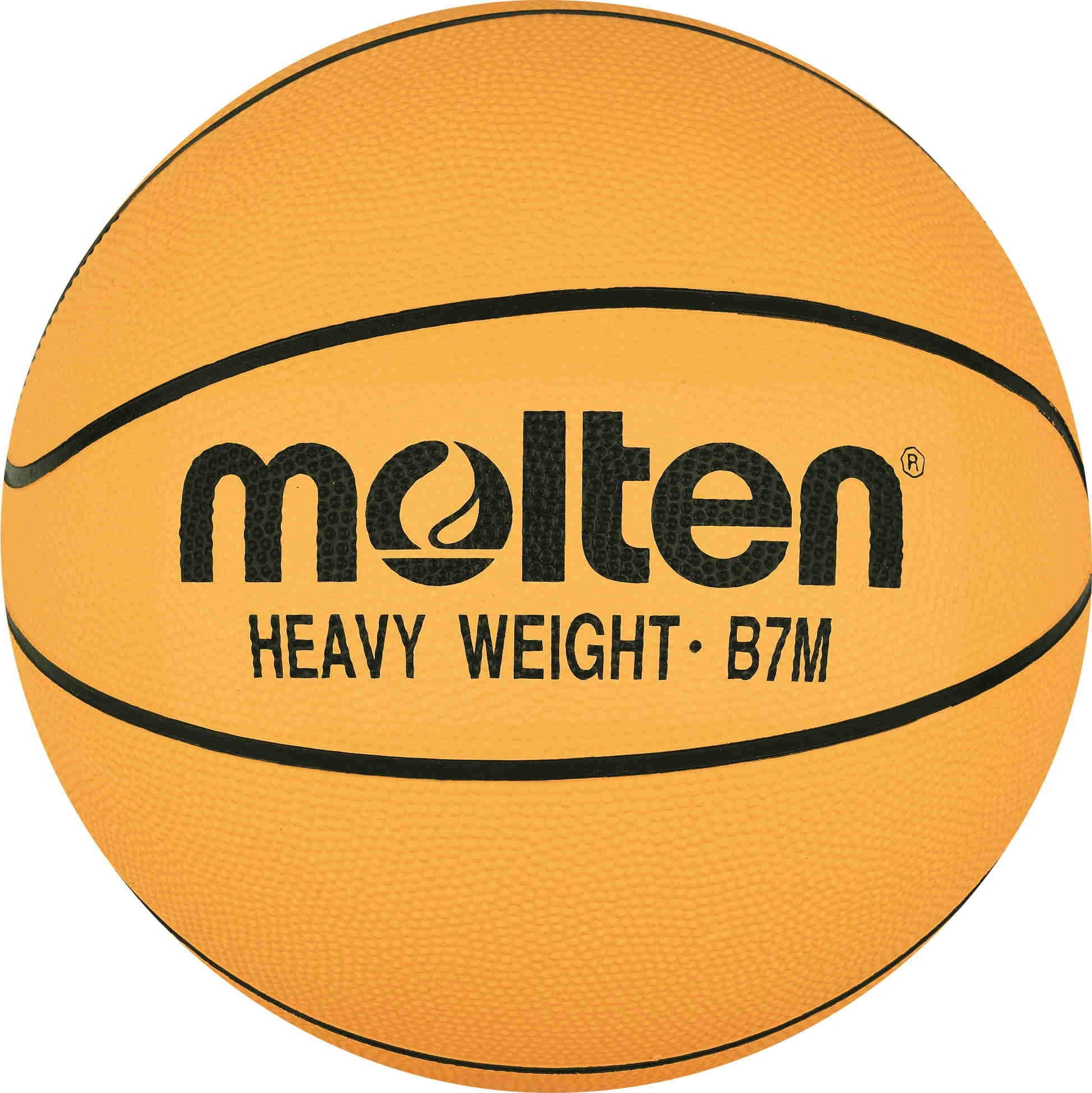 Molten Basketball B7M Heavy Weight mit schwarzer Beschriftung auf orangem Hintergrund