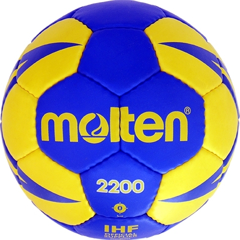 Pallone da pallamano Molten H1X2200 blu-giallo, certificato IHF, primo piano