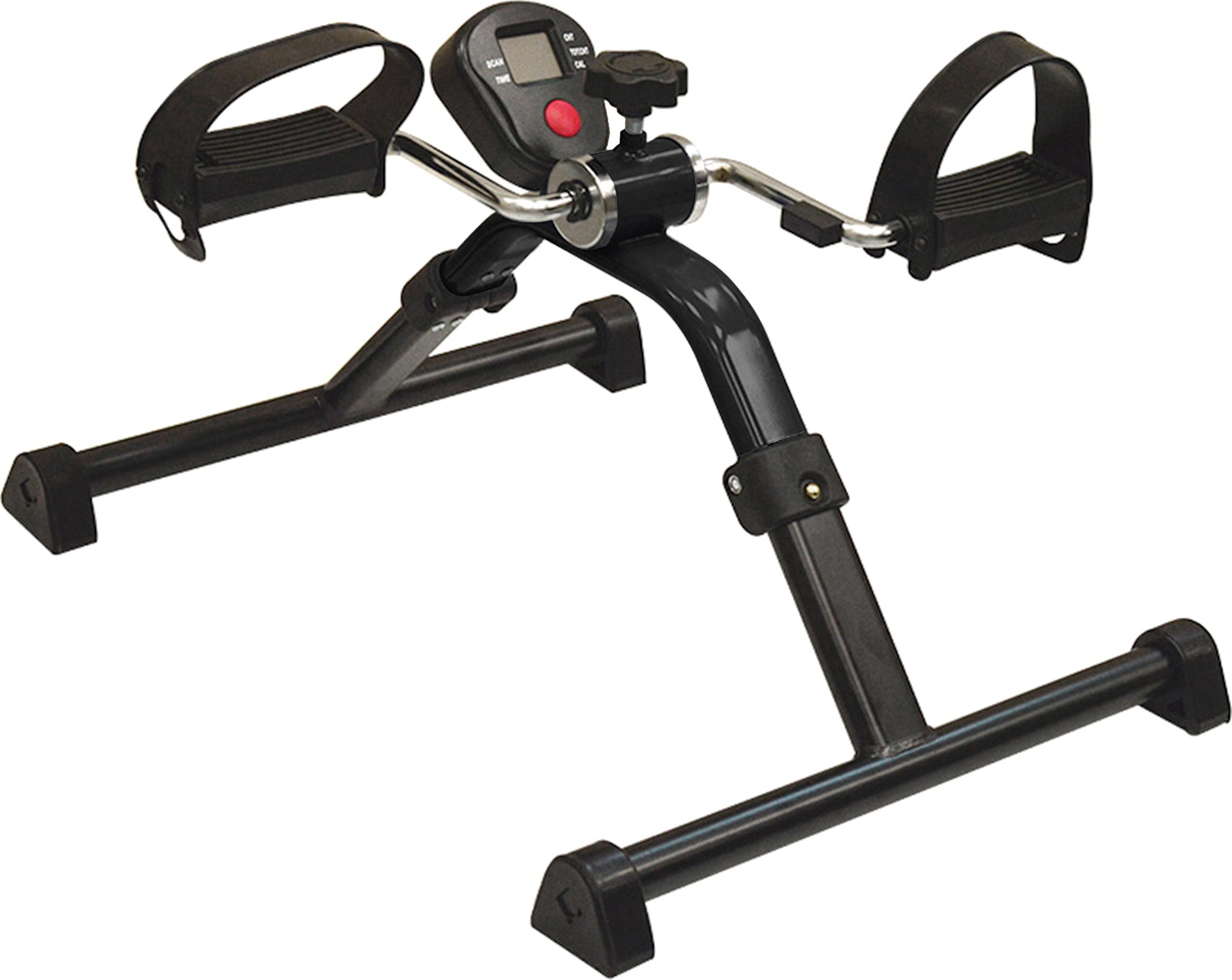 Ein kompaktes, tragbares Mini-Heimtrainer-Pedalgerät zur Durchführung von Fitnessübungen, besonders geeignet für Bein- und Armtraining zu Hause.