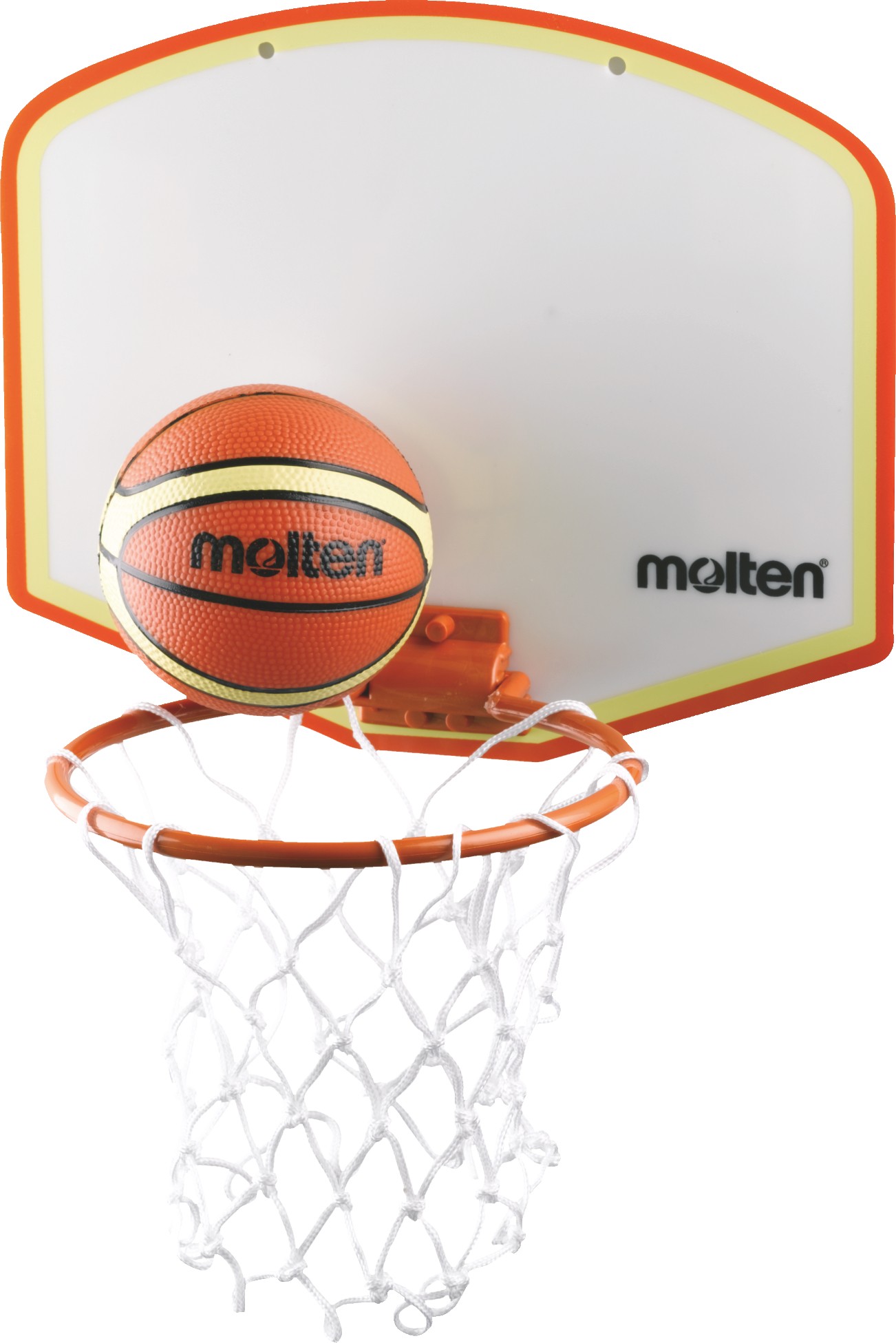 Mini canestro da basket con palla e rete, ideale per giocare in casa