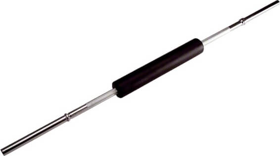 Silberne Langhantelstange mit mittigem Schaumstoffpolster, ideal für komfortables Gewichtheben
