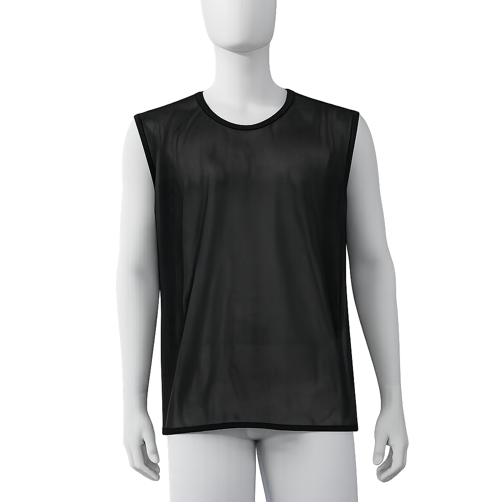 Vorderansicht schwarzes ärmelloses Sport-Trikot