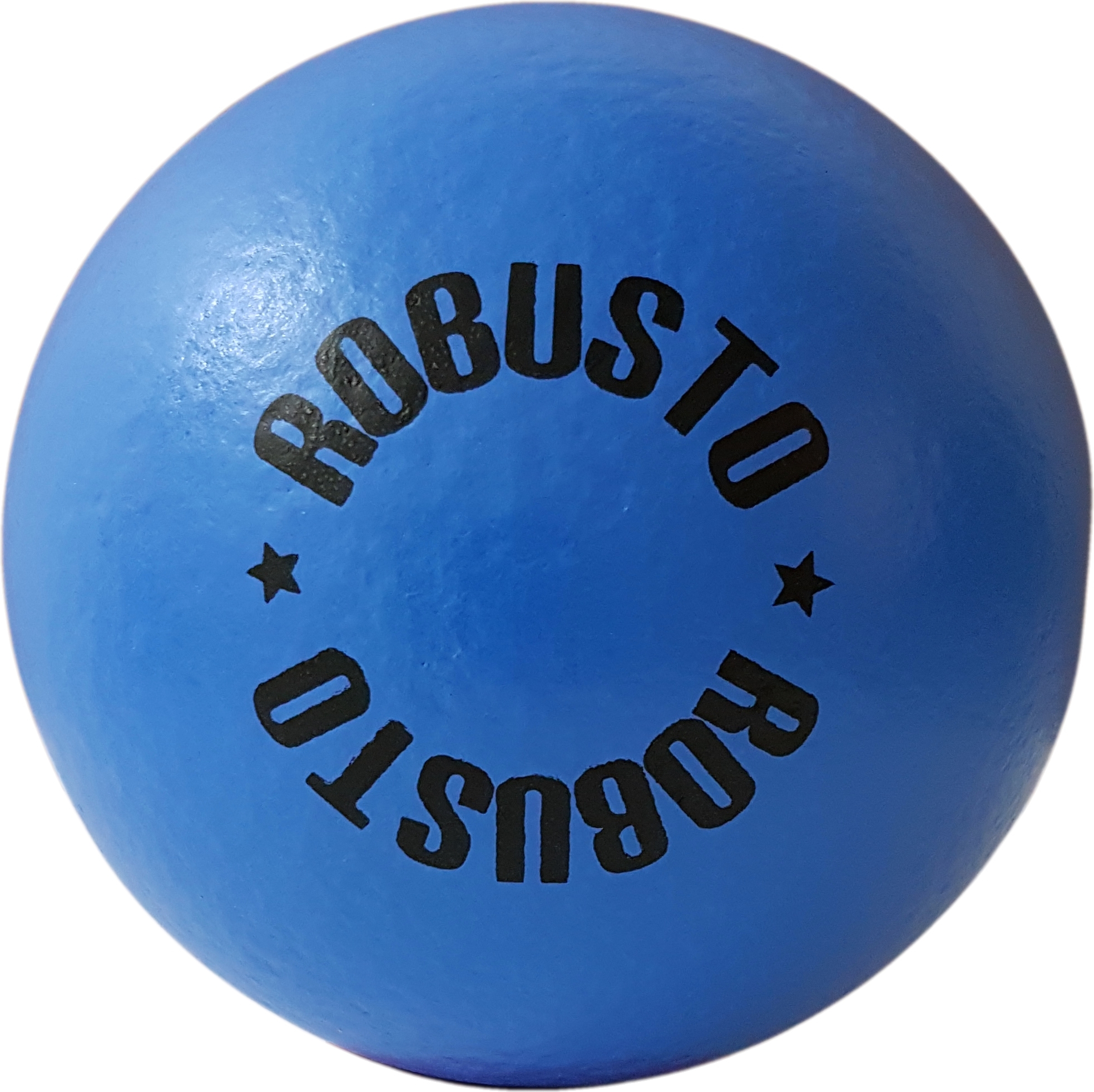 Blauer Robusto-Gummiball mit Aufschrift, ideal für Sport und Freizeit