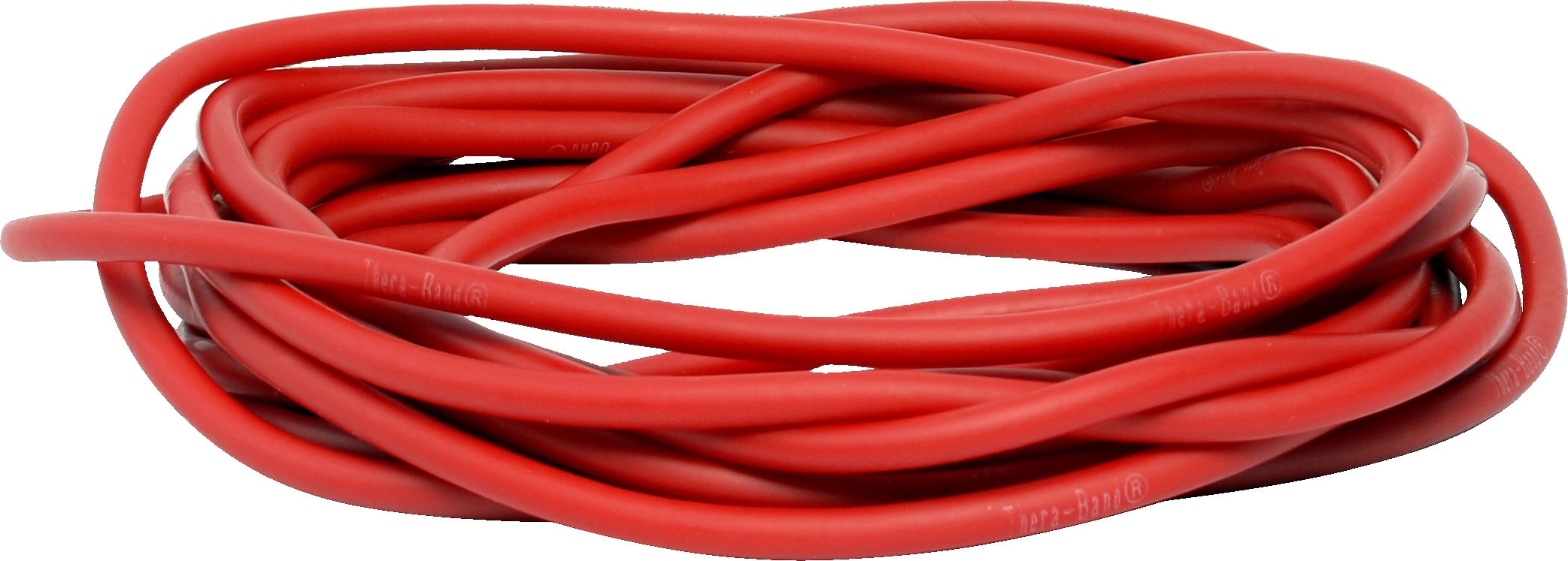 Ein rotes Widerstandsband, ideal für verschiedene Fitnessübungen und Widerstandstraining.