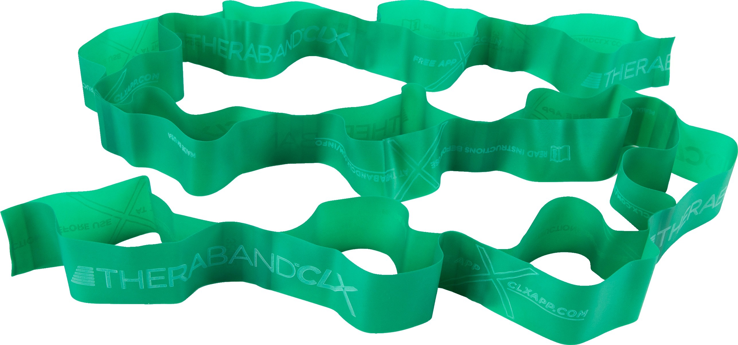 Grünes TheraBand CLX Widerstandsband, ideal für verschiedene Übungen und Krafttraining