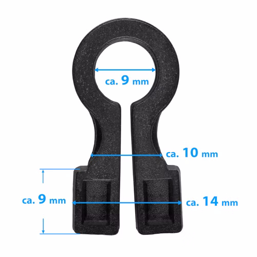 Fissaggio per cavi nero con messa a terra 9x10x14 mm