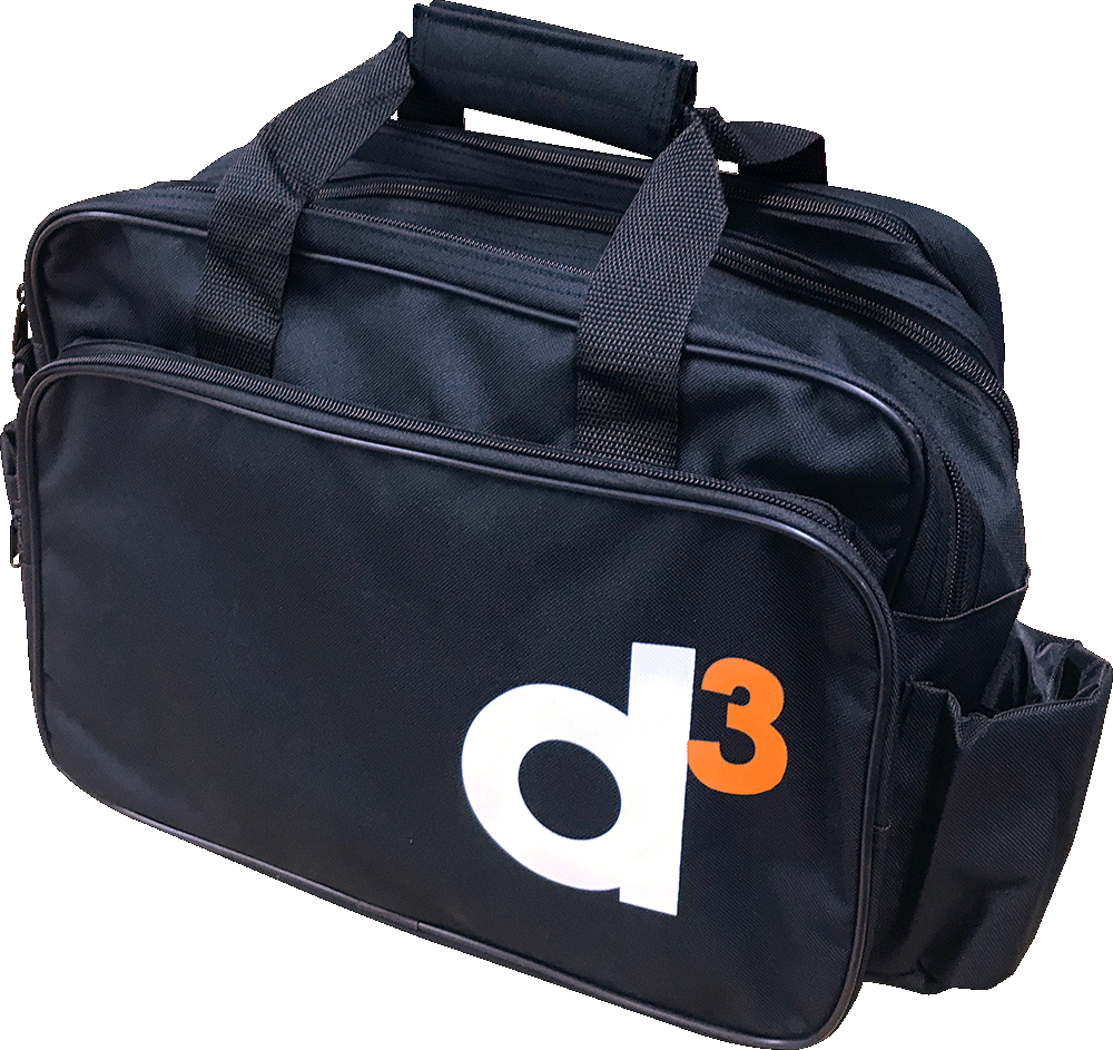Schwarzi Tasche mit d3 Logo fürs Pendle
