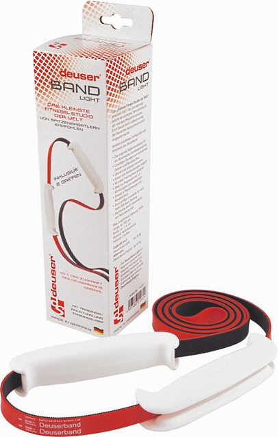 Deuserband Light für Fitnessübungen, abgebildet mit Verpackung