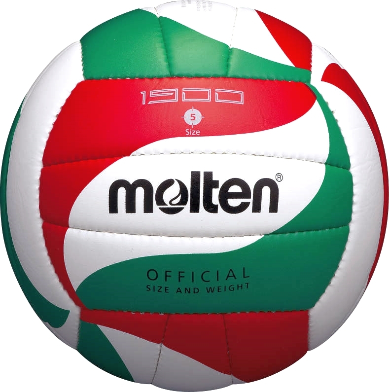 Molten Volleyball in rot-grün-weiß mit Größe 5 und offiziellem Gewicht