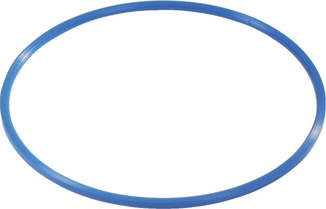 Ein blauer Kunststoff-Hula-Hoop-Reifen, ideal für Fitnessübungen und Freizeitaktivitäten